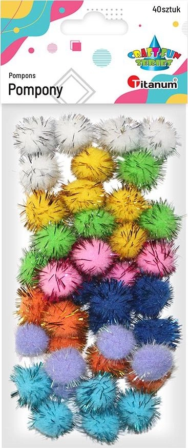 Titanum Brokatowe pompony  MIX kolorów  40szt