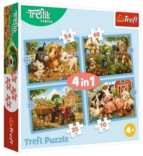 Puzzle 4w1 Rodzina Treflików Rodzinny spacer