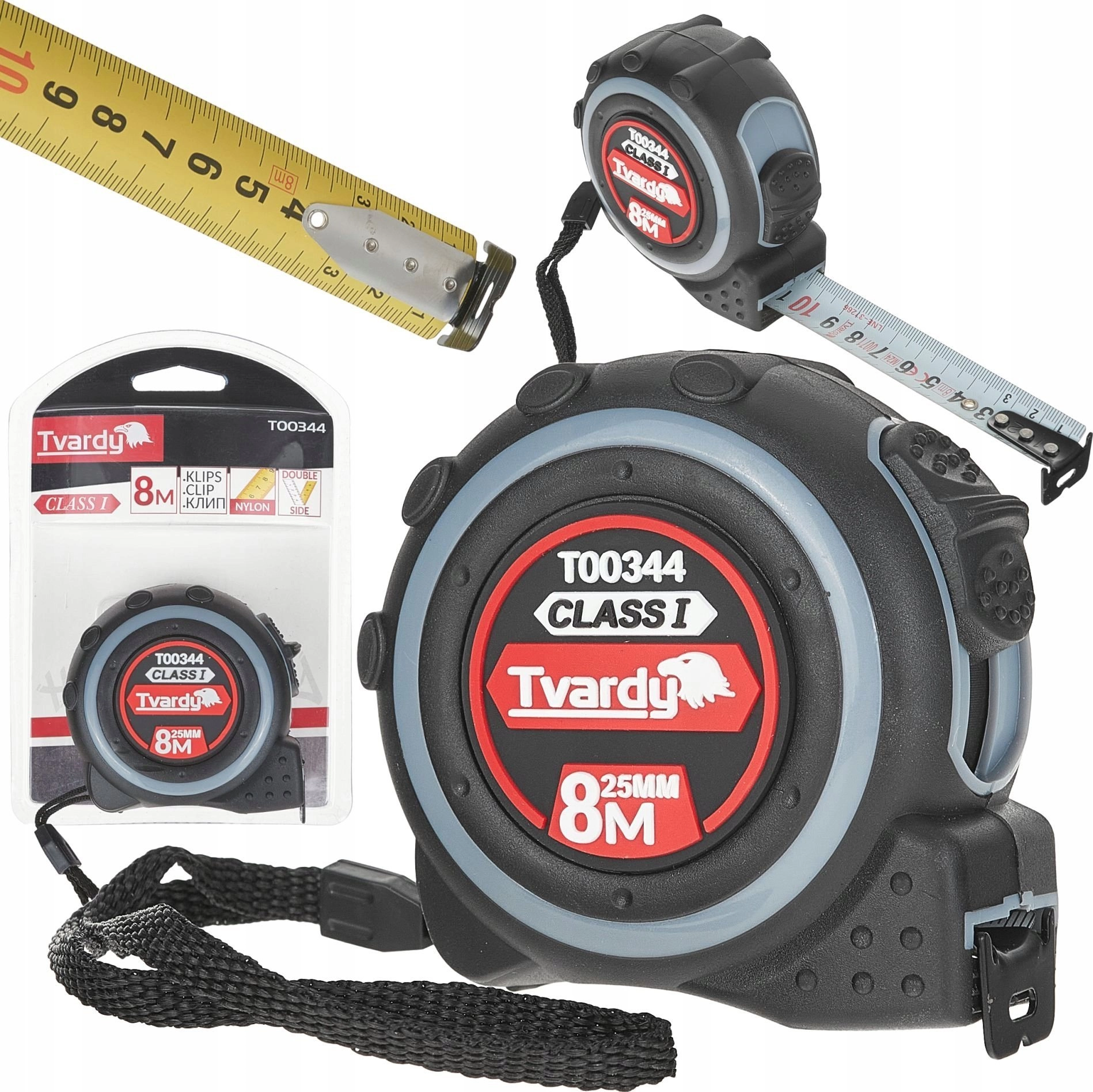 Double-sided nylon tape measure 8m/25mm CLASS