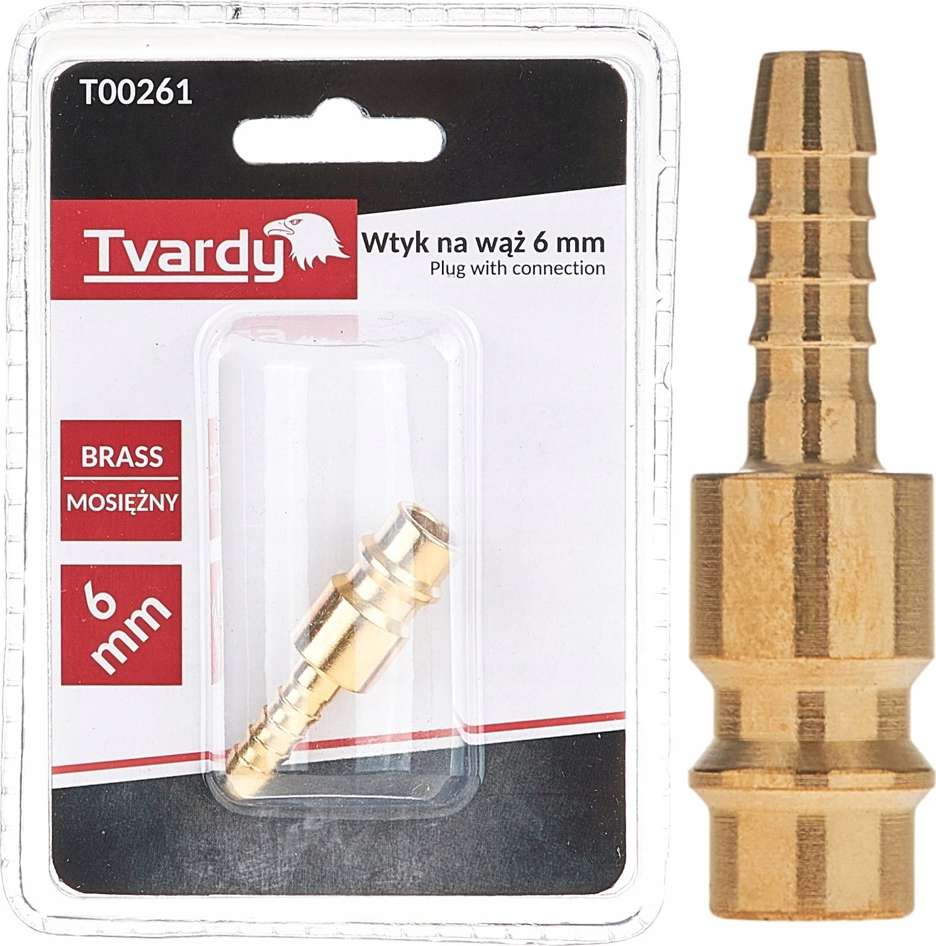 Wtyk mosiężny na wąż 6mm typ