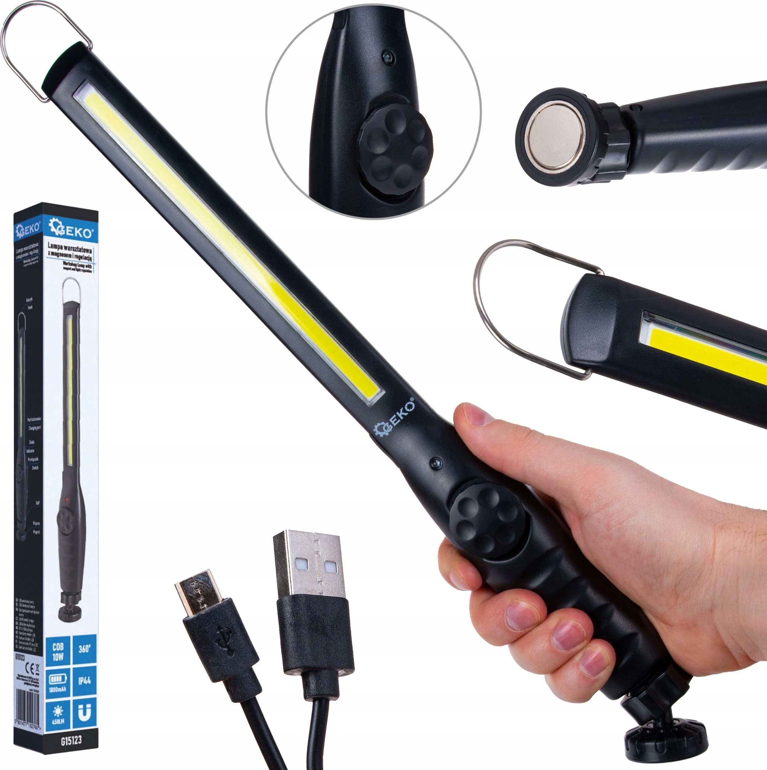 Lampa warsztatowa regulowana z magnesem LED