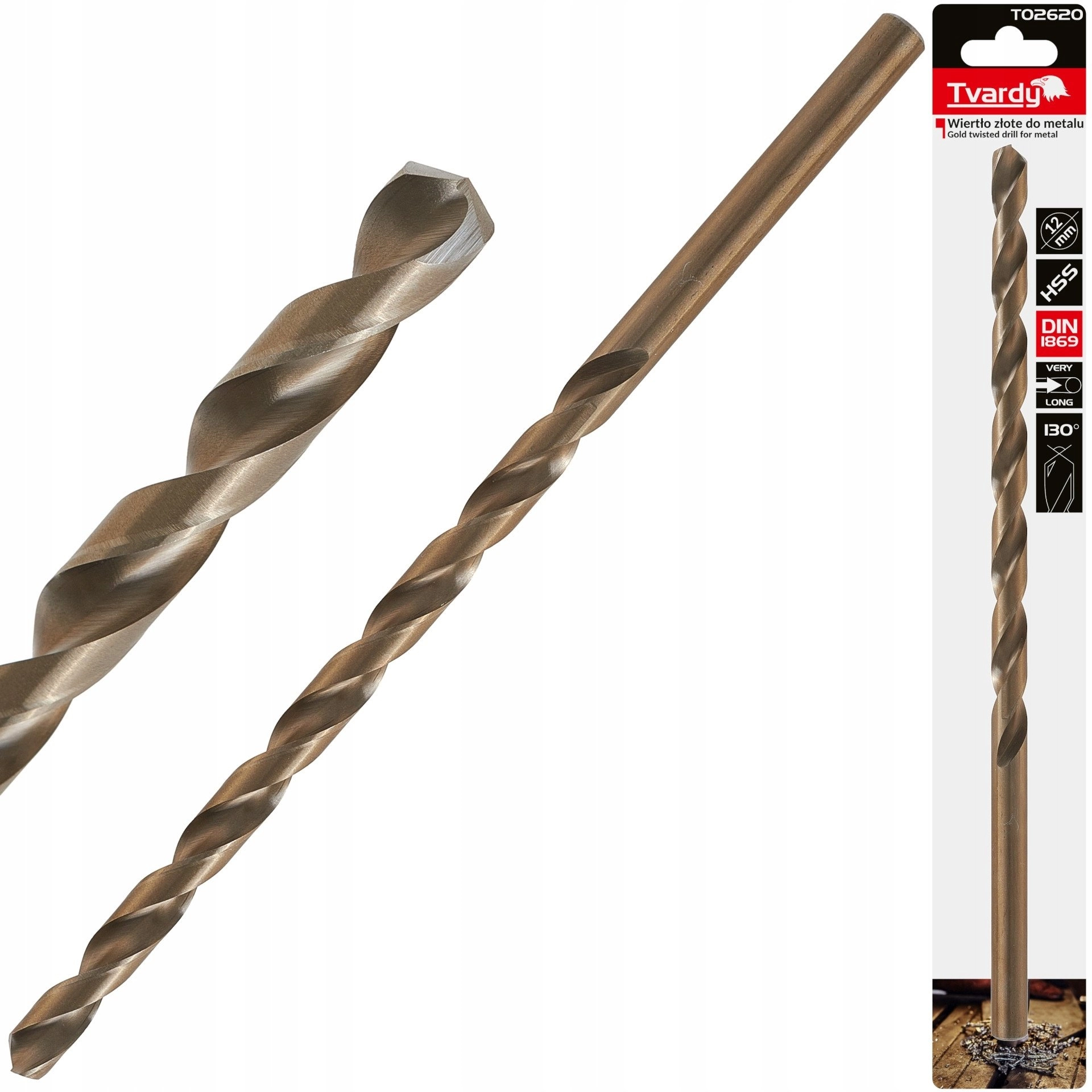 Gold metal drill bit long 12