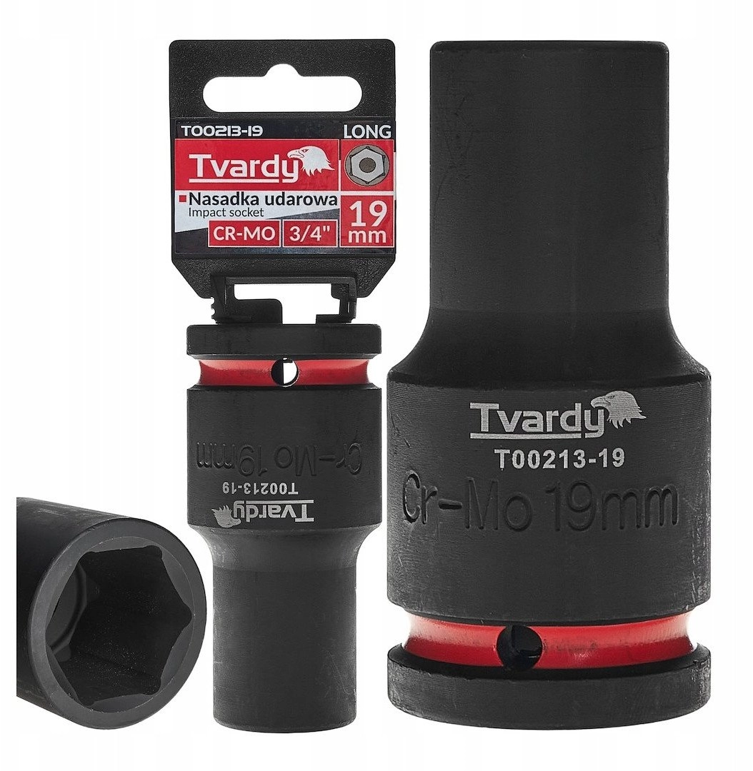 Long impact socket 3/4" 6-point 19mm