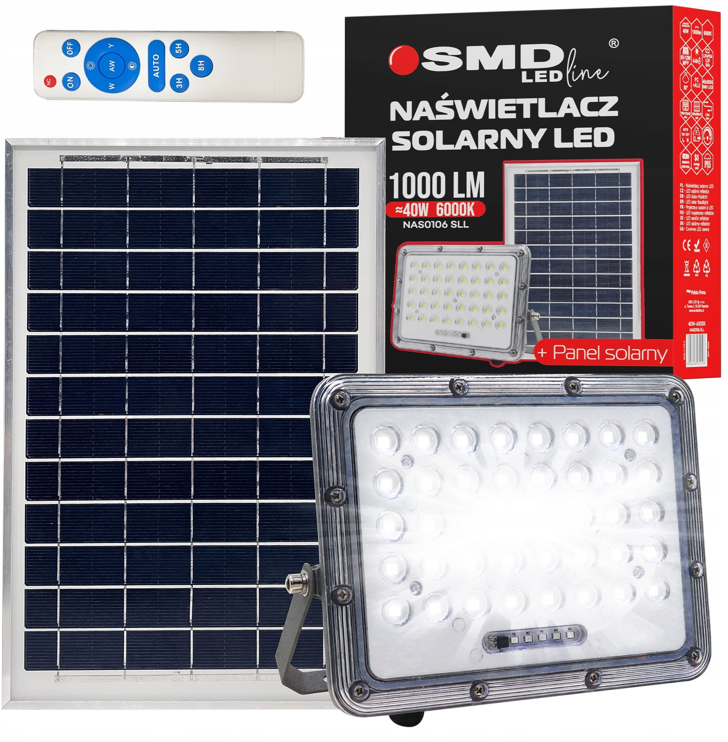 SOLAR LED FLOODLIGHT 40W 6000K 1000LM