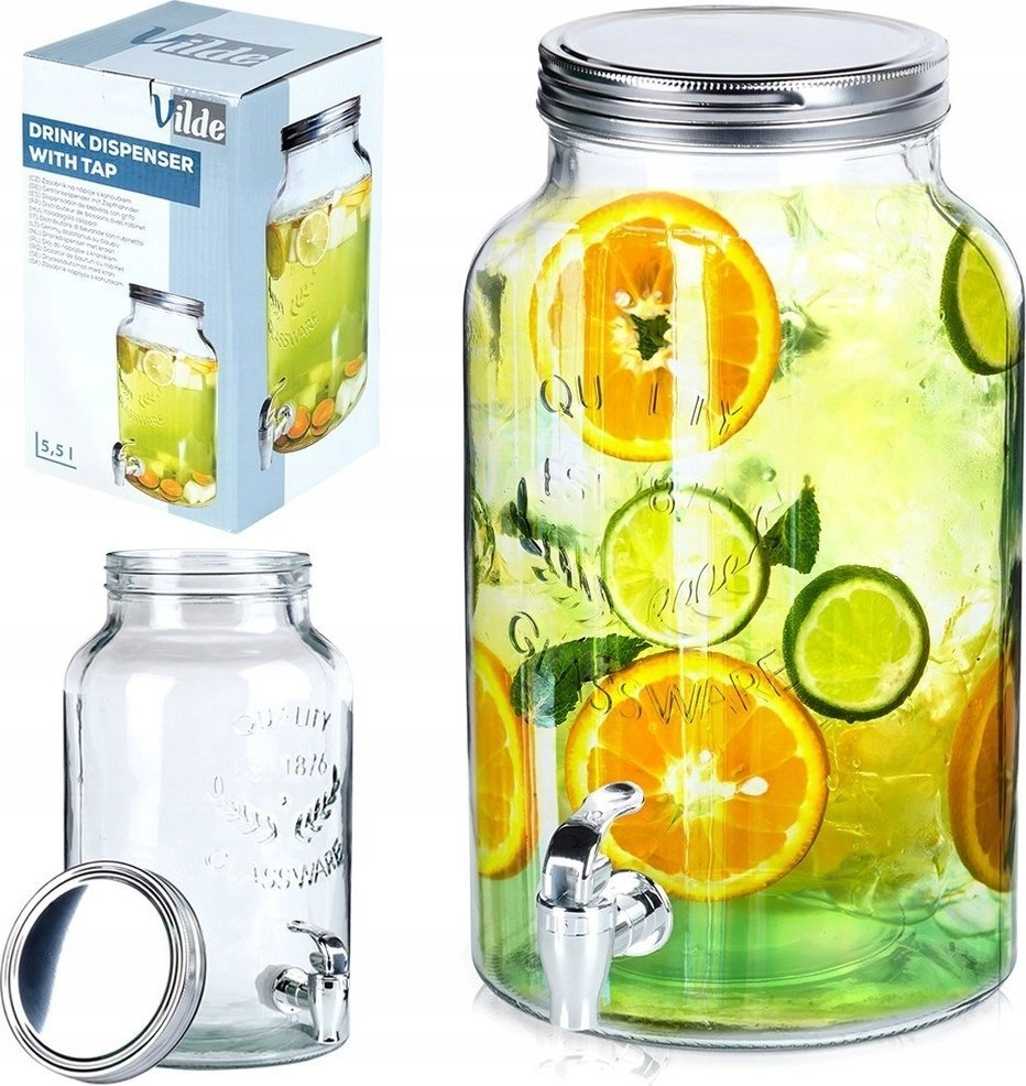 Vilde Glass drinking jar with tap