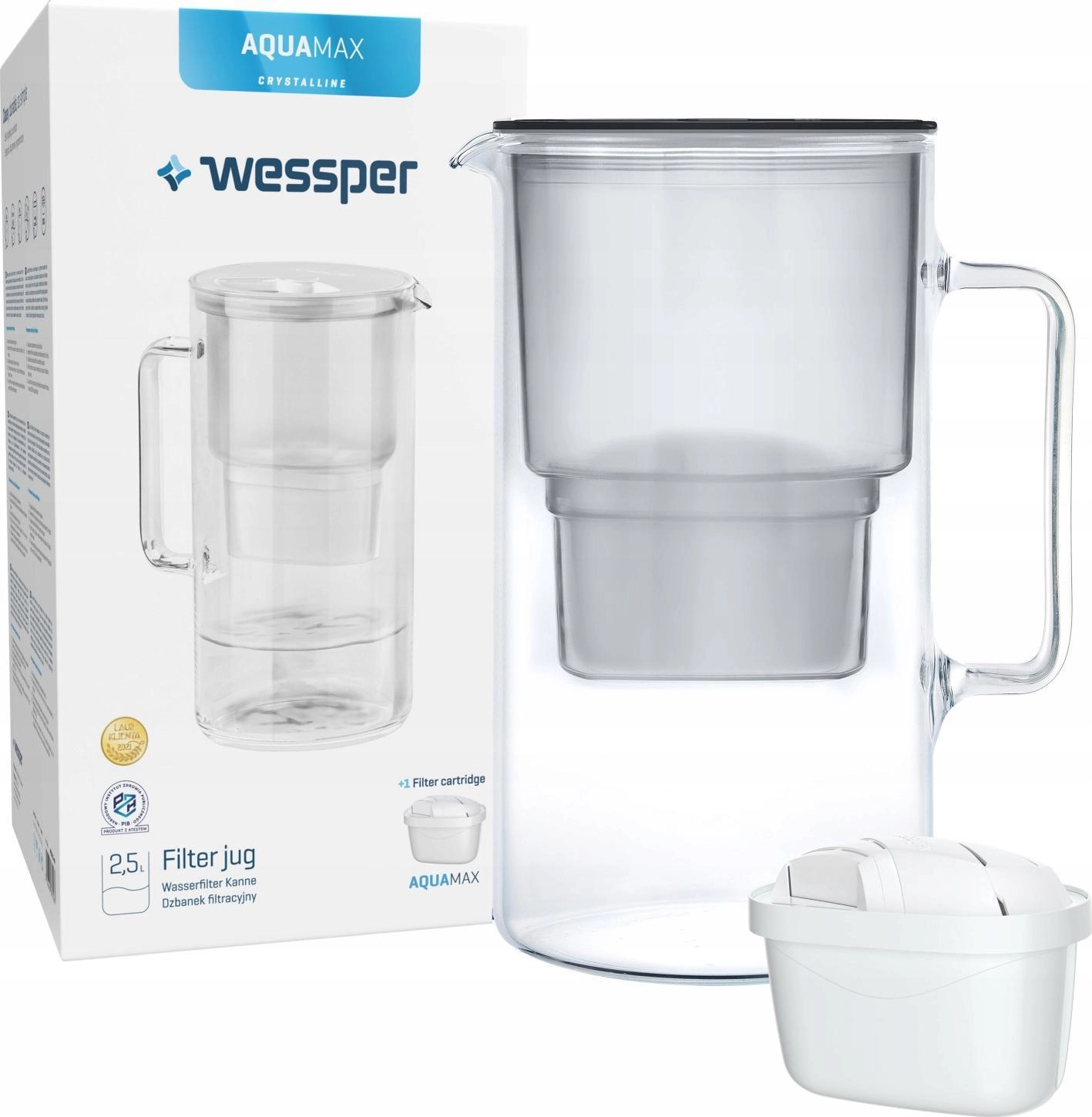 Dzbanek filtrujący Wessper Aquamax Crystalline czarny