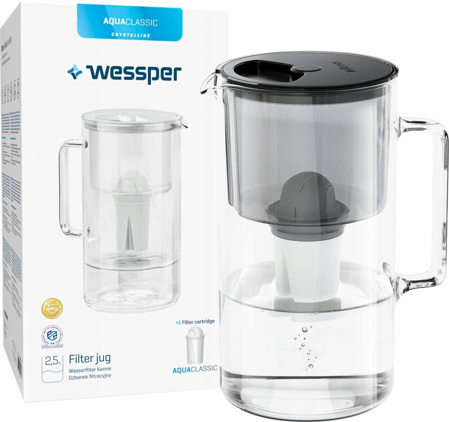 Wessper AquaClassic Crystalline filter jug ​​(WES202-BK)