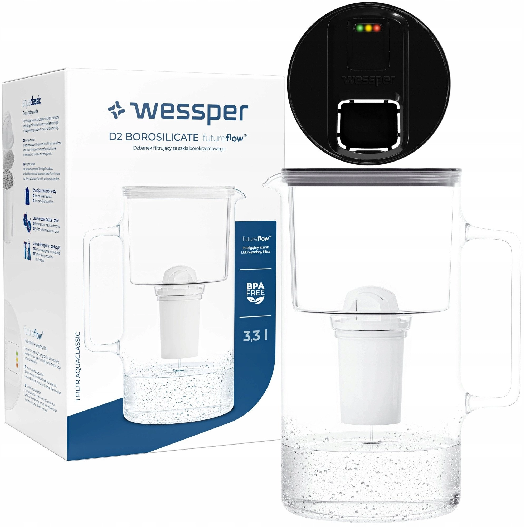 Dzbanek Wessper D2 Borosilicate FutureFlow Aquaclassic
