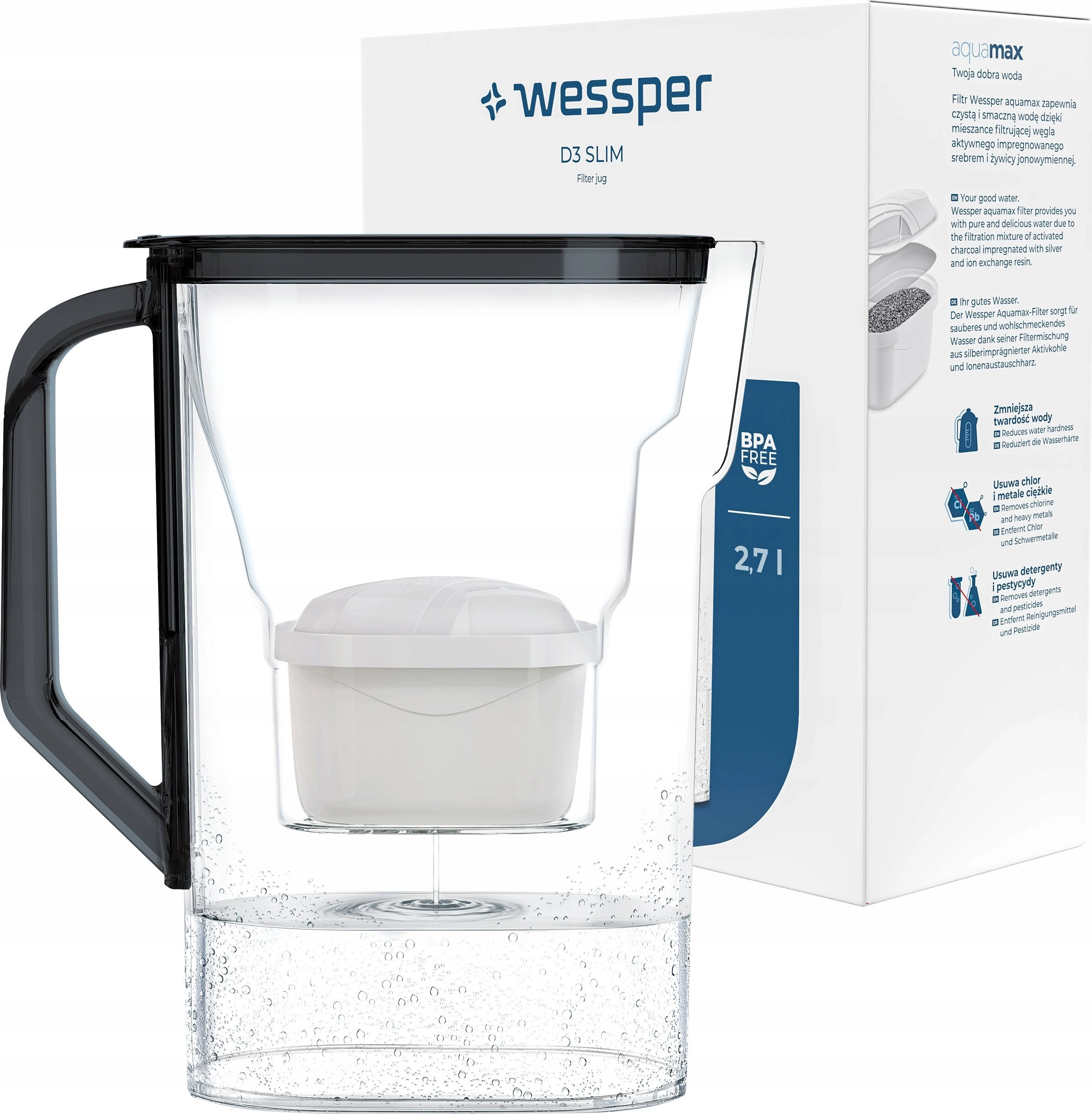 Wessper D3 Slim Aquamax filter jug