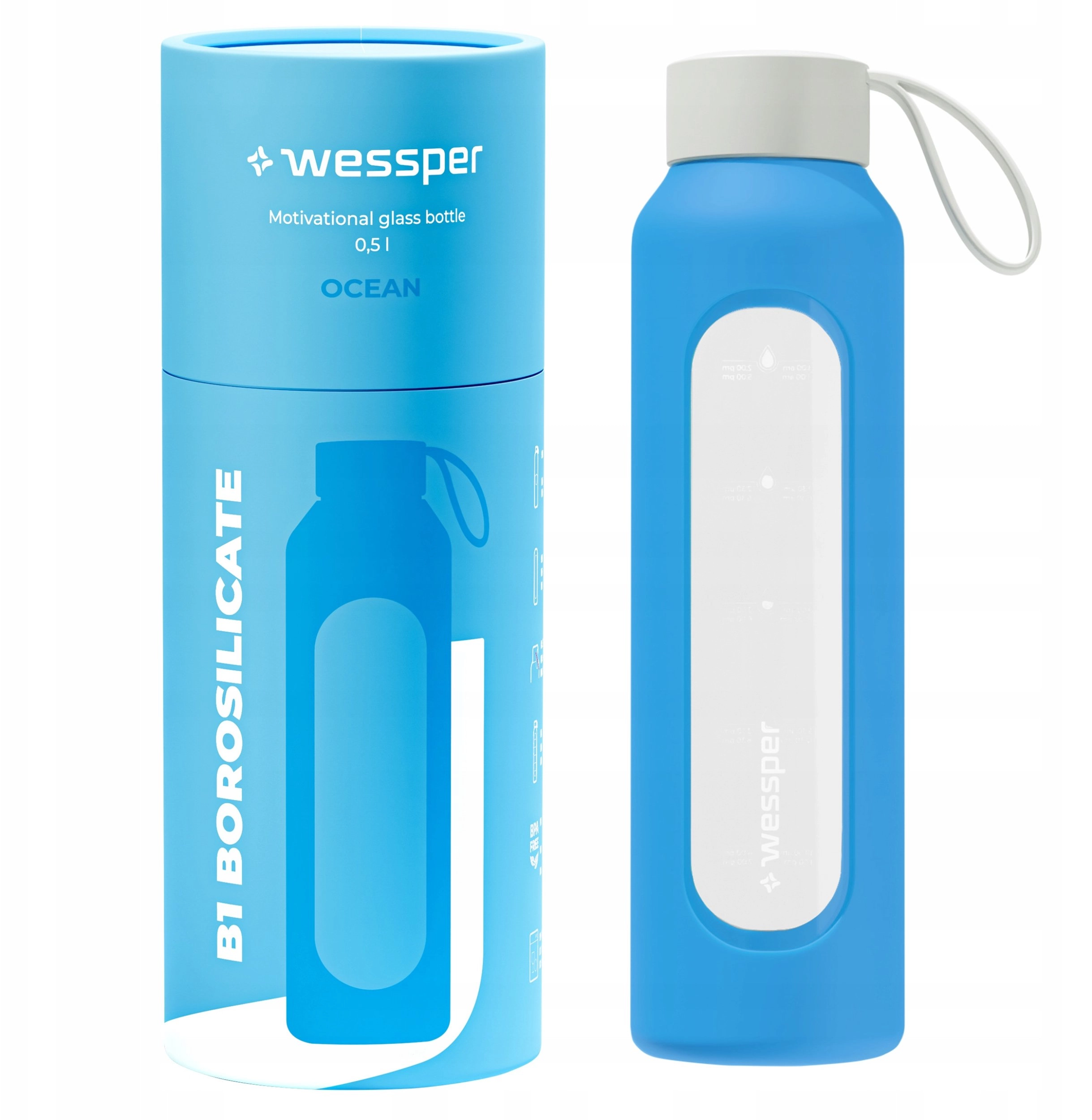 Wessper B1 Borosilicate 500ml Ocean glass