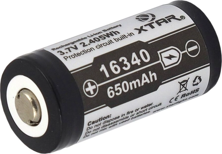 Rechargeable 16340 (RCR123) 3.7V 650mAh