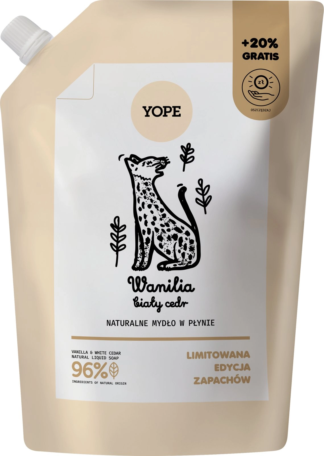 YOPE_Refill liquid soap Wanillia  Cedar 600ml