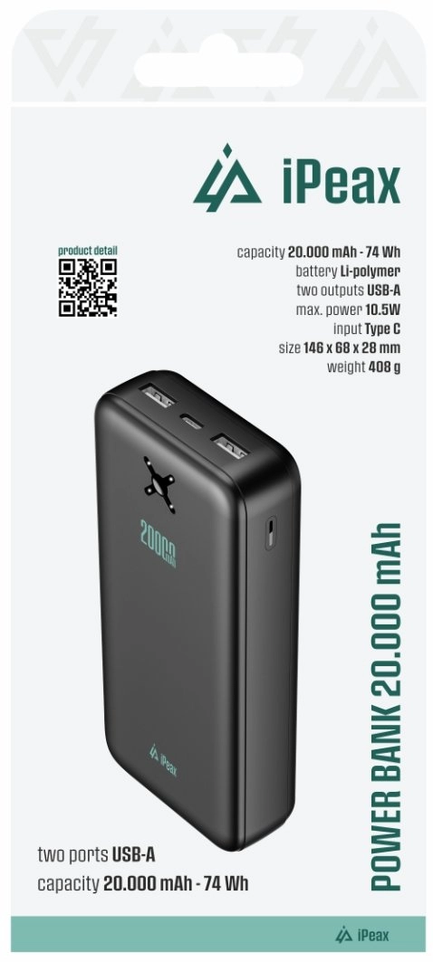 IPeax Power Bank 2x USB-A 20000
