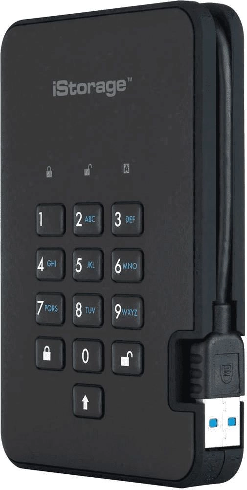iStorage diskAshur 2 ārējais cietais disks 1 TB 5400 RPM USB Type-A 3.2 Gen 1 (3.1 Gen 1) Melns
