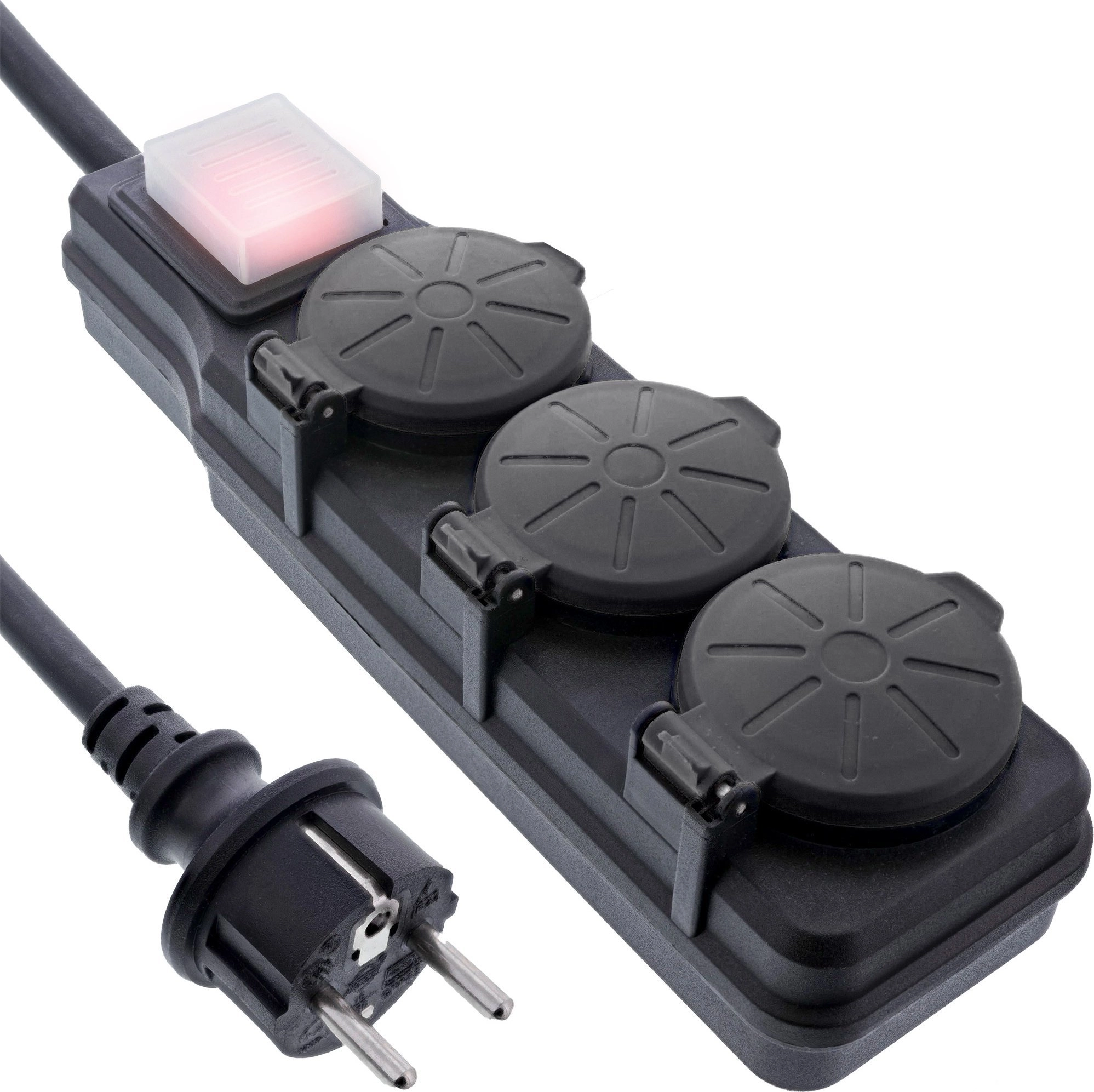 InLine outdoor power strip - 3-way