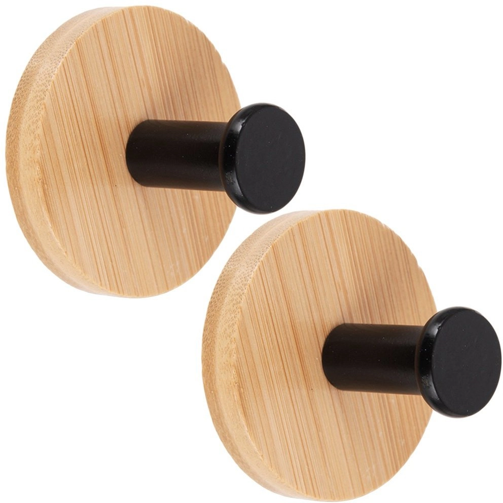 VidaXL Self-Adhesive Hooks Round Wood Metal