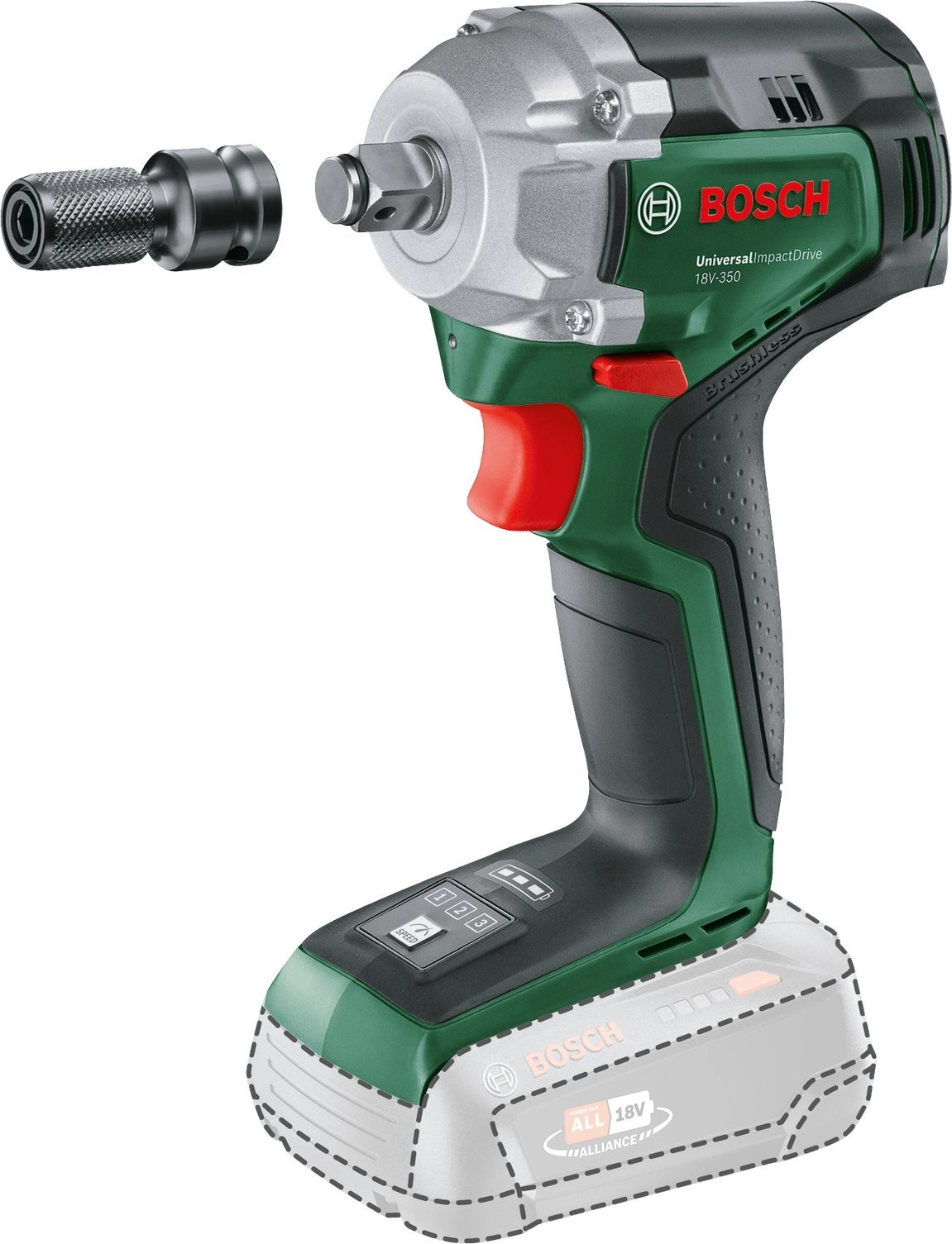Bosch smūginis veržliasukis UniversalImpactDrive 18V-350 be